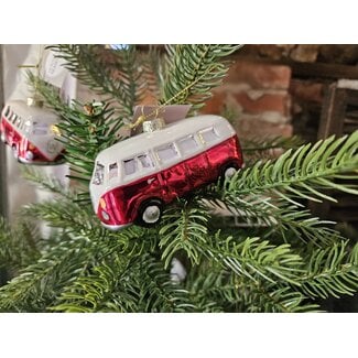 Ornament bestelwagen rood - l10,5xb5xh5,5cm