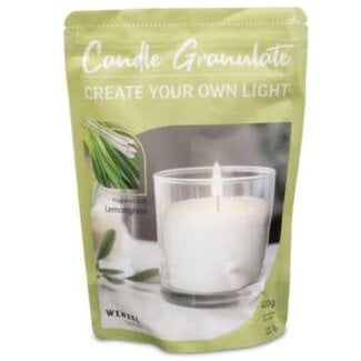 ## Kaarsenzand met geur lemongrass  - zak 400 gram met 4 lonten - wit