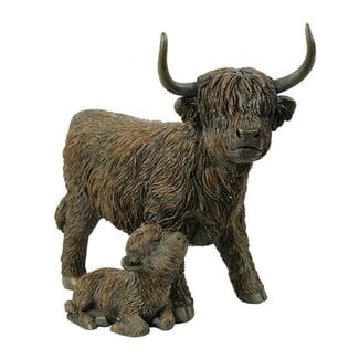 Countryfield Leverbaar vanaf dinsdag 28 april - Schotse hooglander m/kalf Ulla bruin-L29B15,5H25,5CM