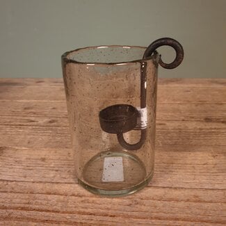 Zwart metalen hanger waxine - 14 x 10 x 5 cm