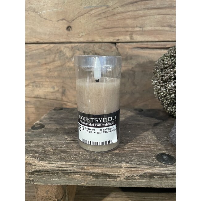 Countryfield # Ledkaars - beige/taupe - 5 x 7,5 cm - excl. 2AA batterijen