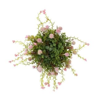 Countryfield Deco halve bol Echinops/eucalipthus XL roze-20x38x38CM