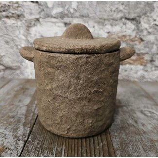Pors pot met deksel brown 15x11x13cm