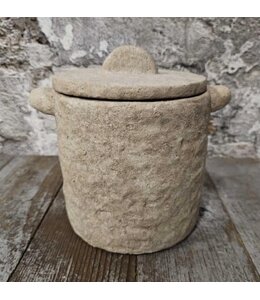 @ Pors pot met deksel creme 19x15x17cm