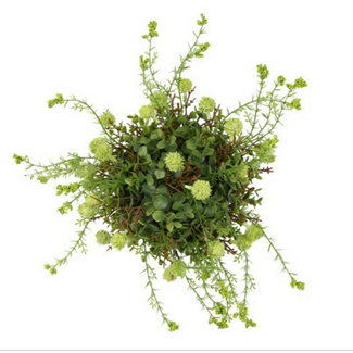 Countryfield Kunst deco halve bol Echinops/eucalipthus XL groen-L38B38H20CM