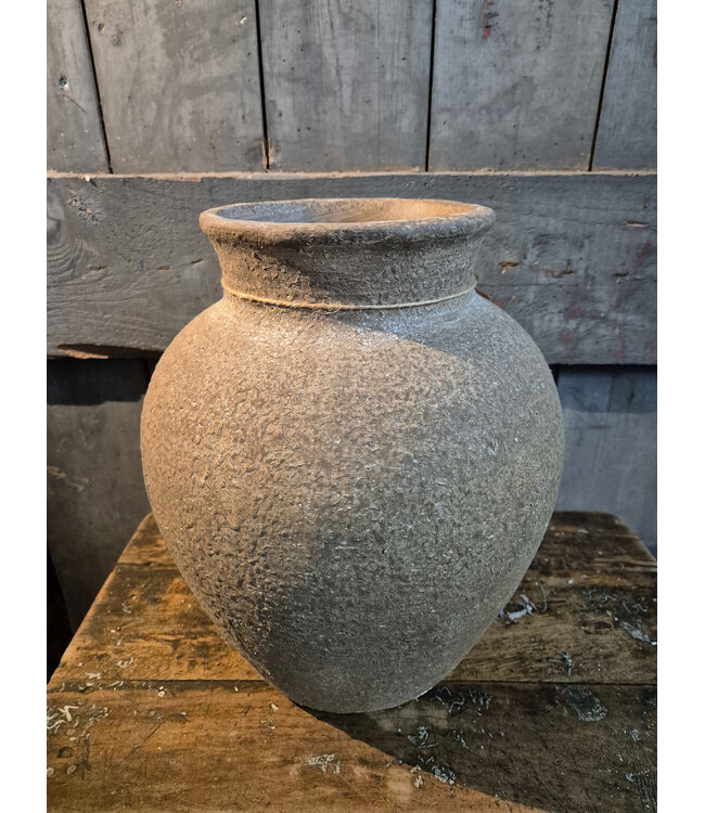# Aardewerk pot beige - rond - ca. 25 x 33 cm