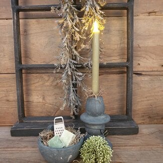 Countryfield # Set van 2 ledkaarsen - groen - 3d vlam - incl. afstandsbediening - timer en dimmer - 24 cm
