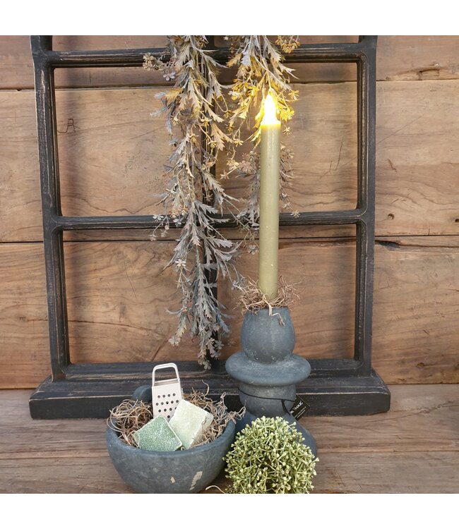 Countryfield # Set van 2 ledkaarsen - groen - 3d vlam - incl. afstandsbediening - timer en dimmer - 24 cm