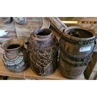 ## Mix - nepalese houten pot met ketting - per stuk