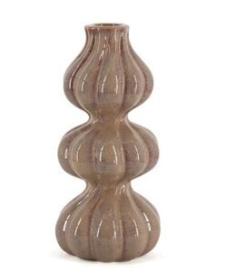 @ Aardewerk kaarsenstandaard trio bruin - 9x9x19,5cm