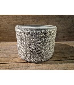 2074 - KKL - lampenkap - lichtgrijs fluffie - 15 x 15 x 12 cm