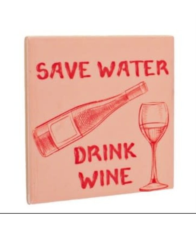 # Magneettegeltje save water drink wine - 5x5x0,8cm