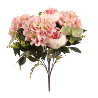 Countryfield # Boeket Paeonia Hydrangea 3x3 roze-35x35x47CM