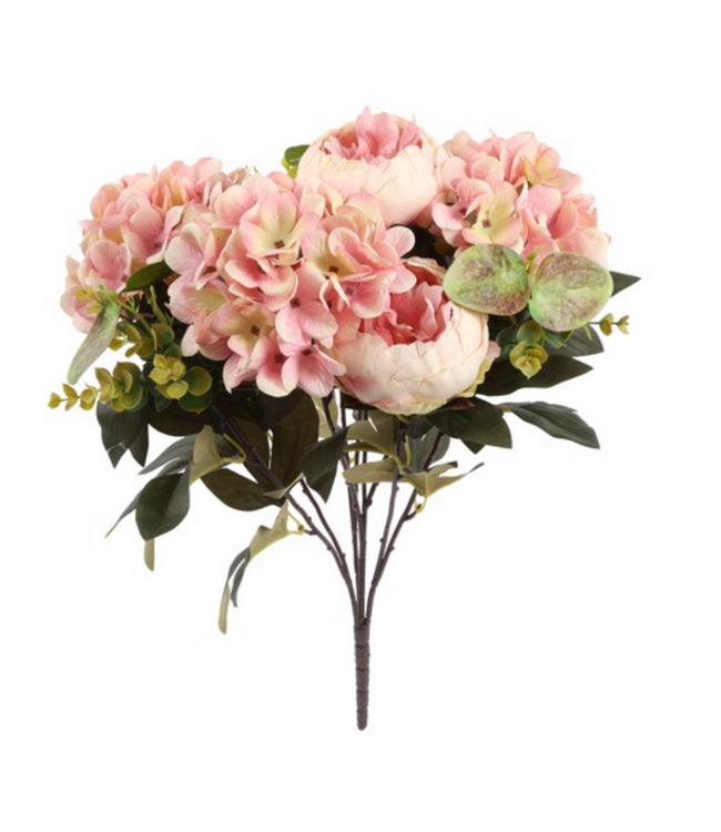 Countryfield # Boeket Paeonia Hydrangea 3x3 roze-35x35x47CM