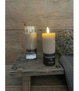 Ledkaars - taupe/beige - 5 x 12,5 cm - excl. 2AA batterijen
