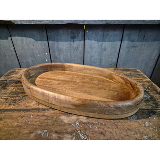 Houten dienblad ovaal - ca. 32 x 17 x 5 cm