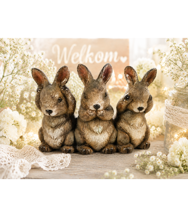 Countryfield ### wordt niet verzonden -  Haas horen,ziene,zwijgen Arwin bruin-L16B7H12,5CM