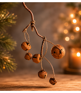 ## Tak met roestige bellen - kerstbeltak - S - ca. 30 cm