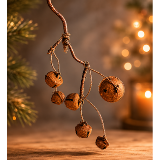 ## Tak met roestige bellen - kerstbeltak - S - ca. 30 cm