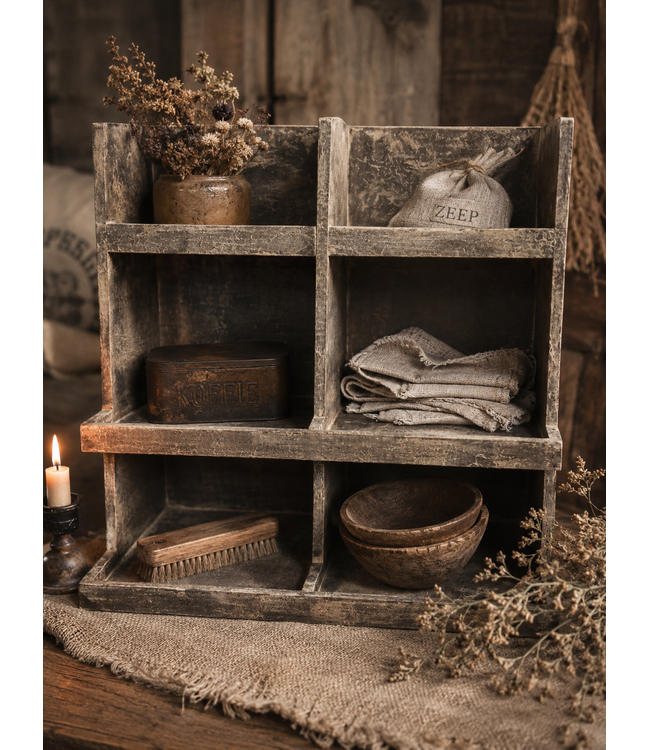 ## wordt niet verzonden - Houten gruttersbak "Derek" 45 cm - grey finish