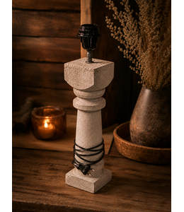 ## wordt niet verzonden - Massief houten baluster lampvoet taupe, maat S - ca. 10 x 10 x 40 (49cm incl. fitting) foto wijkt iets af