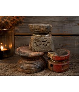 ## mix - Candle holder "Bijni" wood vintage ca. Ø16x12cm - per stuk