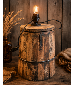 ## wordt niet verzonden - Houten lampvoet - Karne pot - L - ca. 39 x 46 cm - foto wijkt iets af