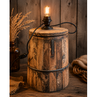 ## wordt niet verzonden - Houten lampvoet - Karne pot - L - ca. 39 x 46 cm - foto wijkt iets af