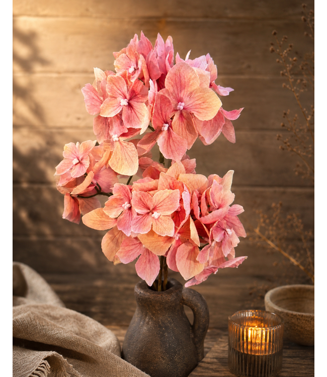 Hydrangea Spray mit 3 flower köpfe, 65 cm, peach