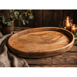 Houten dienblad ovaal - ca. 38 x 22 x 5 cm