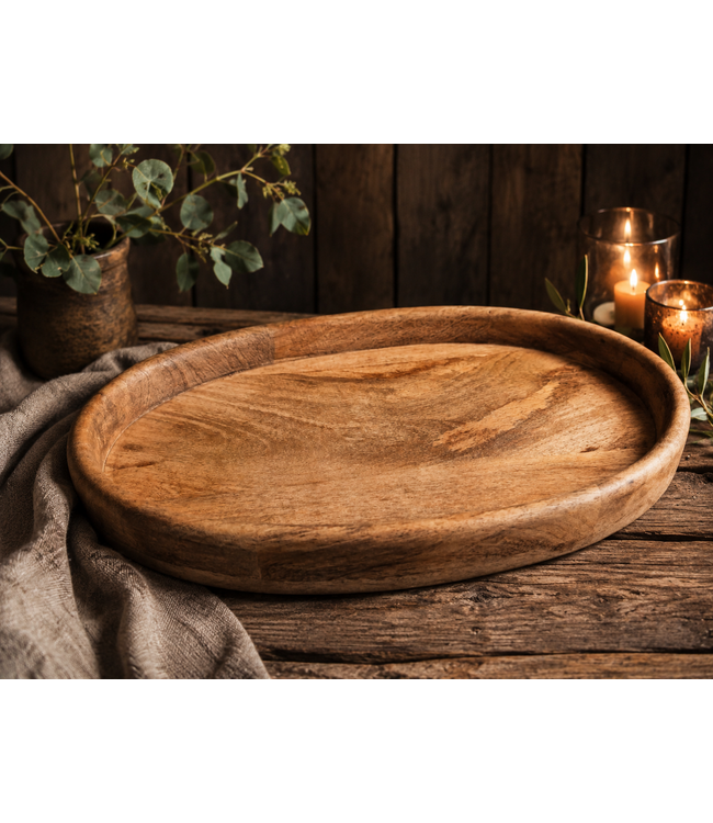 # Houten dienblad ovaal - ca. 38 x 22 x 5 cm