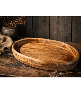 Houten dienblad ovaal - ca. 32 x 17 x 5 cm