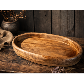 Houten dienblad ovaal - ca. 32 x 17 x 5 cm