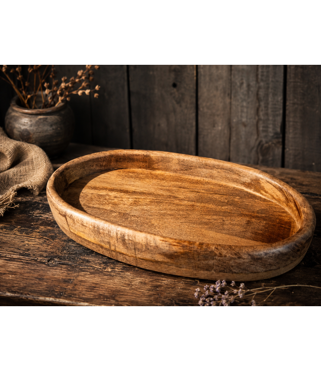 # Houten dienblad ovaal - ca. 32 x 17 x 5 cm