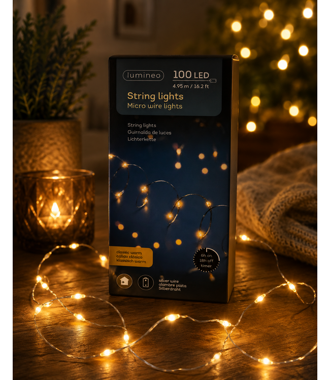 ### Micro LED stringlights steady BO binnen - L.495cm - 100 lamps