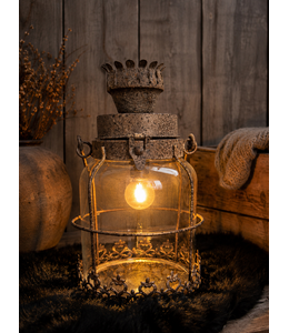 Countryfield ## wordt niet verzonden - Lantaarn LED E12 ro Jaan roest-L12,5B12,5H22CM 807367