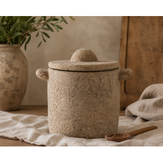 # Aardewerk jar Tierra beige S -14,5x11x13cm