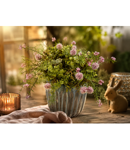 Countryfield # Deco halve bol Echinops/eucalipthus XL roze-20x38x38CM