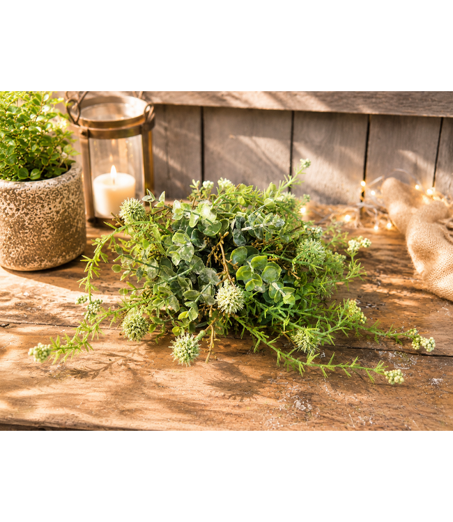 Countryfield # Kunst deco halve bol Echinops/eucalipthus L groen-L30B30H15CM