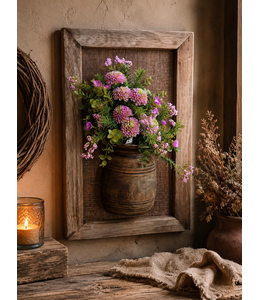 # Mix - Houten wandpaneel met vaas - ca. 51 x 29 cm -per stuk - excl. Bloemen