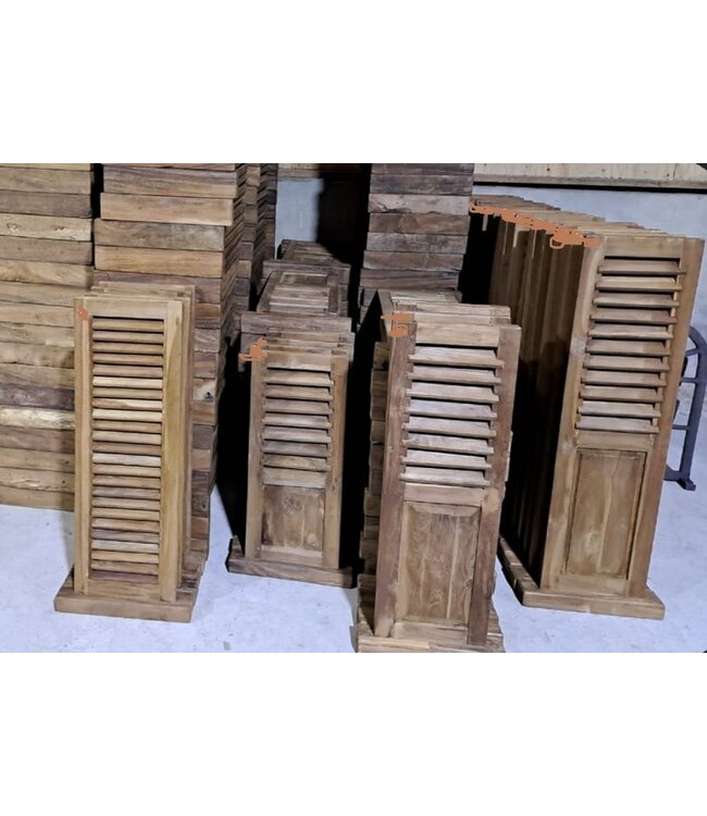 # Houten louvreluik op voet - met paneel - naturel - 40 x 8 x 95 cm