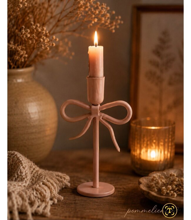 ### Kaarsenstandaard bow 20cm roze