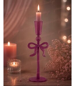 Kaarsenstandaard strikje 30cm fuchsia