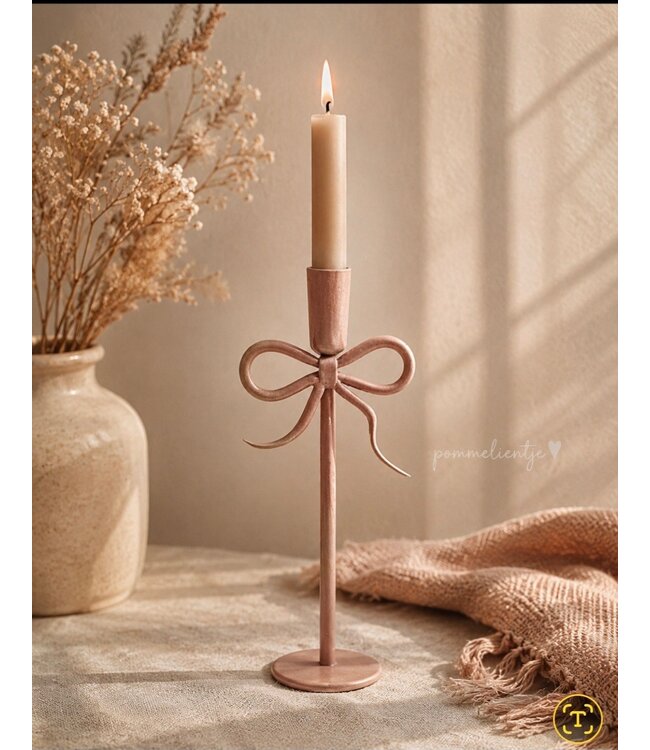 ### Kaarsenstandaard bow 30cm roze