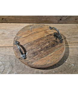 # Tray round old wood d27