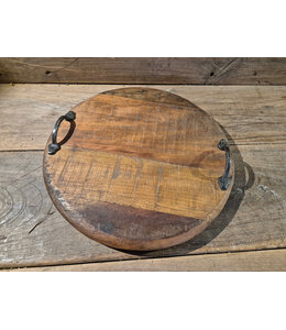 Tray round old wood d34
