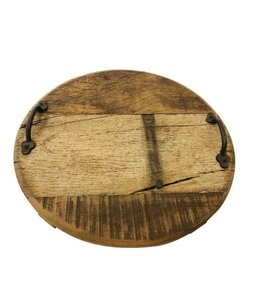 Tray round old wood d42