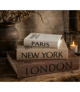 Countryfield @ Opbergbox bruin linnen rh Book New York,Paris,Londen s3