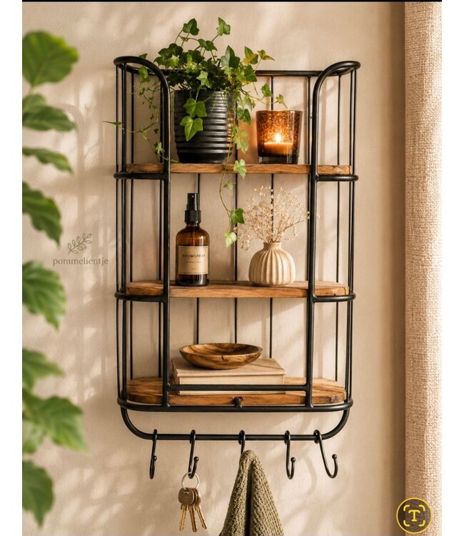 wallshelve 3-laag black - 40x20H70