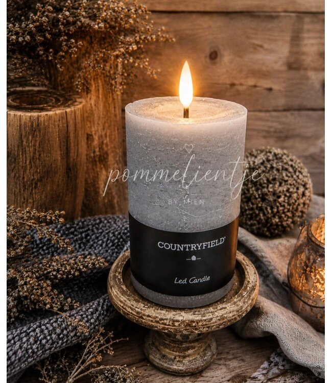 Countryfield # Stompkaars rustiek Ø7,5CM LED ro Lyon M grijs-L7,5B7,5H12,5CM